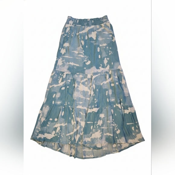 Ivy Textured Tiered Flowy Skirt Tie Dye Cloud Print XS - Picture 2 of 8